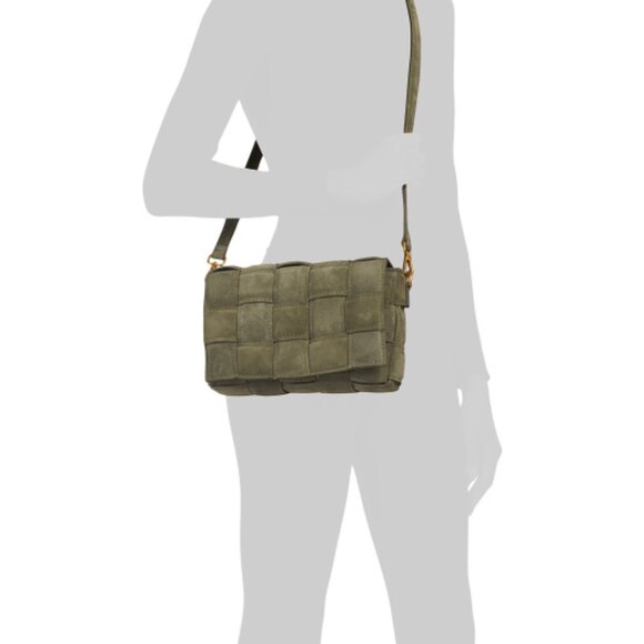 VIOLA CASTELLANI Bruciato Suede Padded Woven Crossbody Made In Italy - Picture 6 of 6